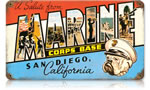 "Marine Corps Base - San Diego" Vintage Metal Sign